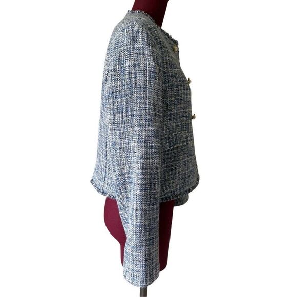 Anthropologie Maeve Double Breasted Tweed Jacket size 4 Blue - Picture 15 of 16